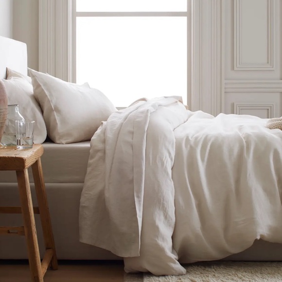 QUINCE European Linen Duvet Cover Set King/Cal King Sand 5569 - Picture 4 of 11